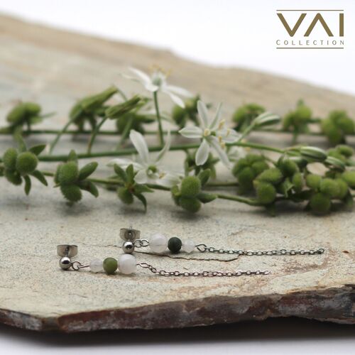 Earrings “Lost Garden”, Gemstone Jewellery, Handmade with Natural Moonstone / Taiwan Jade.