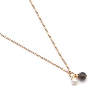 Collier « Bellini », bijoux en pierres précieuses et perles d’eau douce, bijoux faits à la main avec quartz fumé naturel. 4