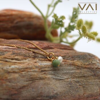 Collier « Neptune », bijoux en pierres précieuses et perles d’eau douce, bijoux faits à la main avec jade naturel. 2