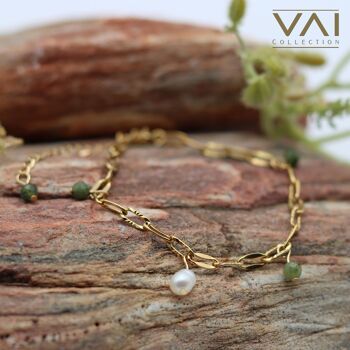Bracelet « Smoothie », bijoux en pierres précieuses et perles d’eau douce, bijoux faits à la main avec jade naturel. 3