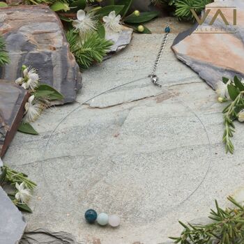 Collier « Insomnie, Bijoux en pierres précieuses, Bijoux faits à la main avec Pierre de Lune naturelle / Amazonite / Apatite. 4