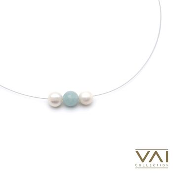 Collier « Things To Do », bijoux en pierres précieuses et perles d’eau douce, bijoux faits à la main avec aigue-marine naturelle. 4