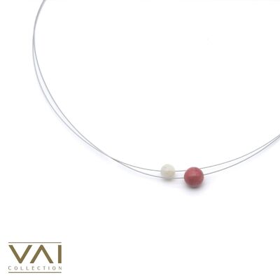 Collana “Fiamma Rosa”, gioielli con pietre preziose, gioielli fatti a mano con pietra di luna naturale/rodocrosite.