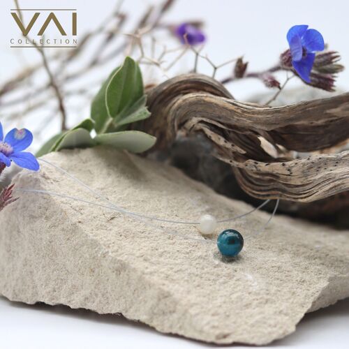 Gemstone Necklace “Electric Blue“, Gemstone Jewellery, Handmade with Natural Moonstone / Apatite.