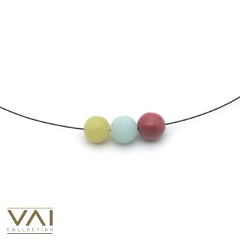 Collier de pierres précieuses « Rainbow », bijoux en pierres précieuses, faits à la main avec du jade jaune naturel / Amazonite / Rhodochrosite. 4