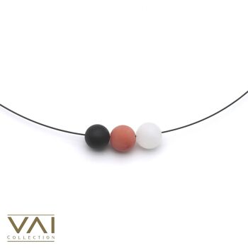 Collier de pierres précieuses « Étoile du soir », Bijoux en pierres précieuses, faits à la main avec pierre de lune naturelle / Rhodochrosite / Agate noire. 4