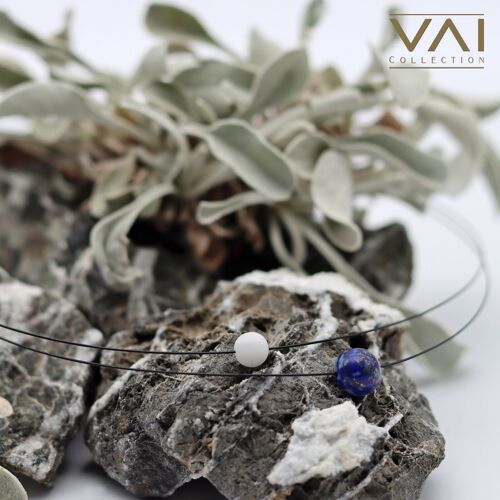 Gemstone Necklace “Saltwater”, Gemstone Jewellery, Handmade with Natural Lapis Lazuli and White Jade.