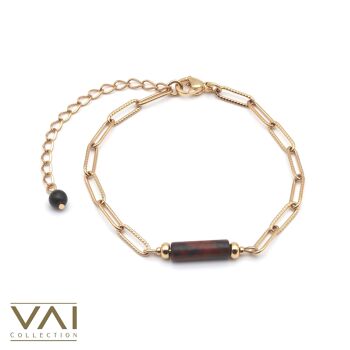 Bracelet en pierres précieuses « No Pressure », bijoux en pierres précieuses, faits à la main avec de l’obsidienne naturelle. 1
