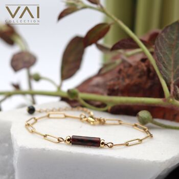 Bracelet en pierres précieuses « No Pressure », bijoux en pierres précieuses, faits à la main avec de l’obsidienne naturelle. 2