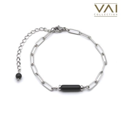 Bracelet en pierres précieuses « Moving Fast », bijoux en pierres précieuses, faits à la main avec de l’obsidienne naturelle.