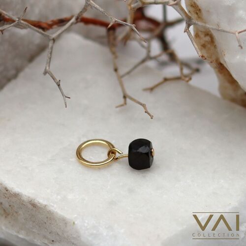 Charm “Black Ice”, Gemstone Jewelry, Handmade with Natural Obsidian.