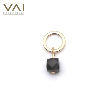 Charm « Black Ice », bijoux en pierres précieuses, faits à la main avec de l'obsidienne naturelle. 2
