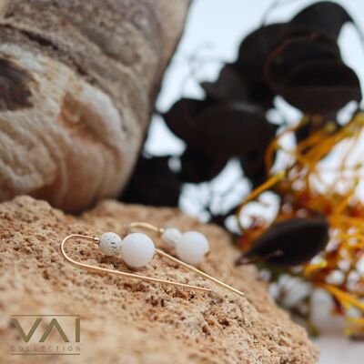 Pendientes de piedras preciosas “Pura Inocencia”, Piedra Natural, Joyería Hecha a Mano, Jade y Lava.