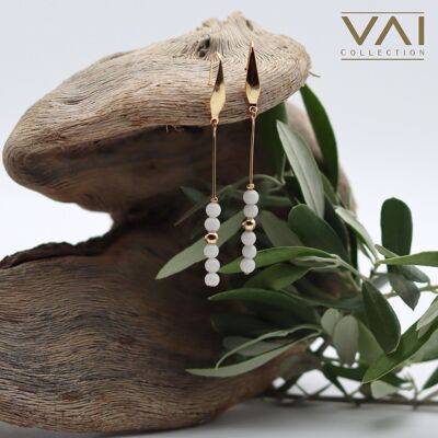 Boucles d’oreilles en pierres précieuses naturelles faites à la main « White Bounty » Bijoux en jade