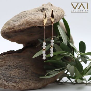 Boucles d’oreilles en pierres précieuses naturelles faites à la main « White Bounty » Bijoux en jade 1