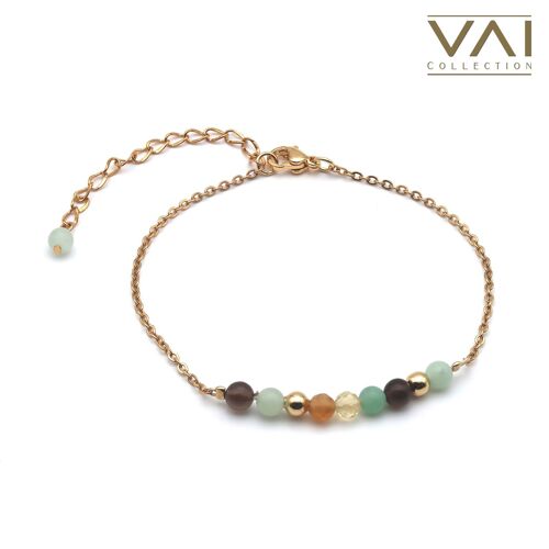Natural Handmade Gemstone Jewelry Bracelet “Sandy Beach” Apatite, Smoky Quartz, Citrine