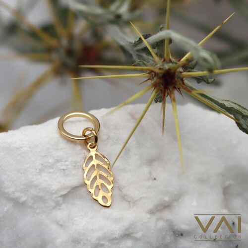 Charm “Cutout Leaf”, Handmade Jewelry, High Quality Tarnish-free Hypoallergenic Stainless Steel.