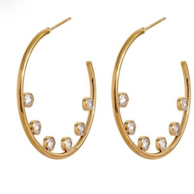 Michelle Hoops (White Stones) Stainless Steel