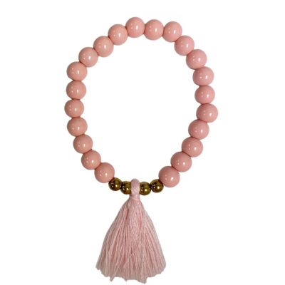 braccialetto per ragazze nappa rosa | gioielli per bambini