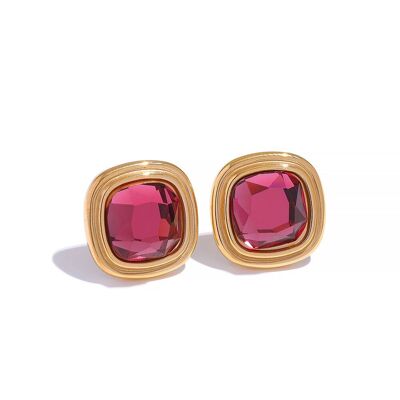 Chloe Earrings (Pink Stone) Stainless Steel