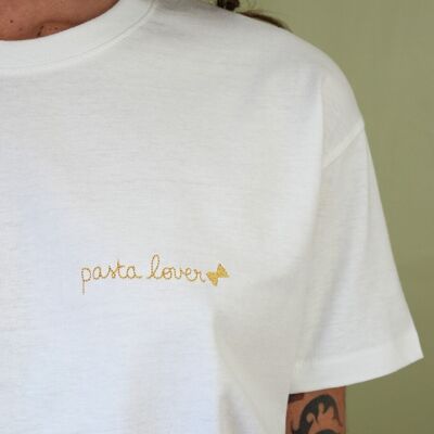 T-Shirt mit Pasta-Liebhaber-Stickerei