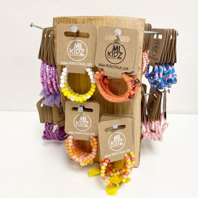 Girls bracelets display wood colorful | Bestsellers kids jewelry