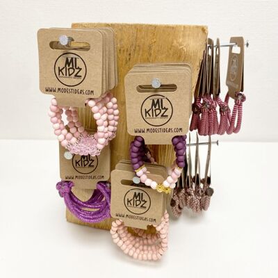 Girls bracelets display wood purple | Bestsellers kids jewelry