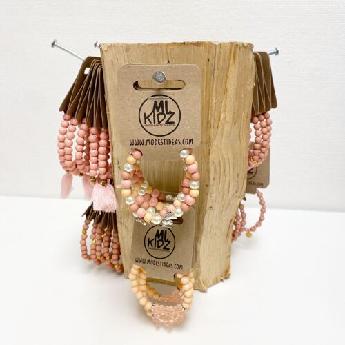Girls bracelets display wood pink | Bestsellers kids jewelry