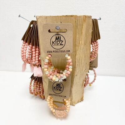 Présentoir bracelets fille bois rose | Bijoux pour enfants les plus vendus