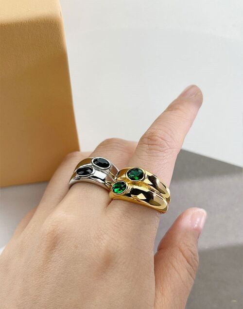 Selena Ring (Green Stone) Stainless Steel