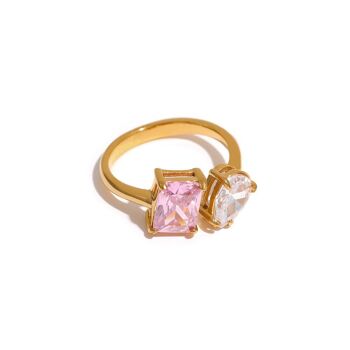 Bague Audrey (Rose-Blanc) Acier inoxydable 1