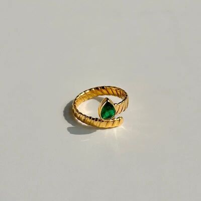 Ella Ring (Green Stone) Stainless Steel