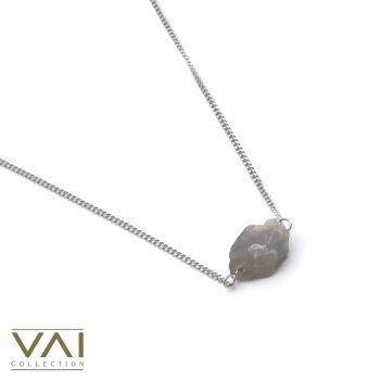 Collier de pierres précieuses « Moondust », bijoux en pierres précieuses, bijoux faits à la main avec labradorite brute naturelle. 2