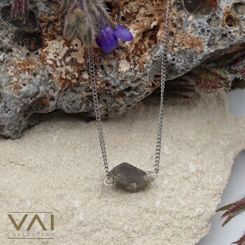 Collier de pierres précieuses « Moondust », bijoux en pierres précieuses, bijoux faits à la main avec labradorite brute naturelle. 7
