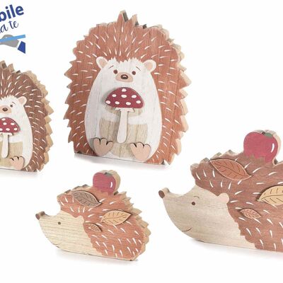 Hérisson décoratif en bois pour se reposer en lot de 2 pièces assorties en deux modèles