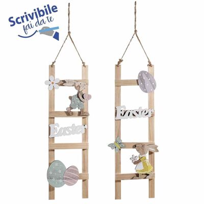 Wooden Easter decorative ladders with rabbit and eggs to hang