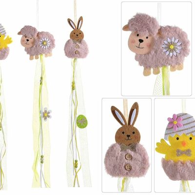 Easter animals in cloth and eco fur to hang
