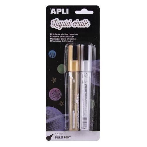 APLI | Liquid chalk marker, silver and gold