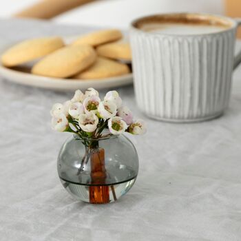 Mini Vase en Verre Bullé - Fumée et Ambre 2