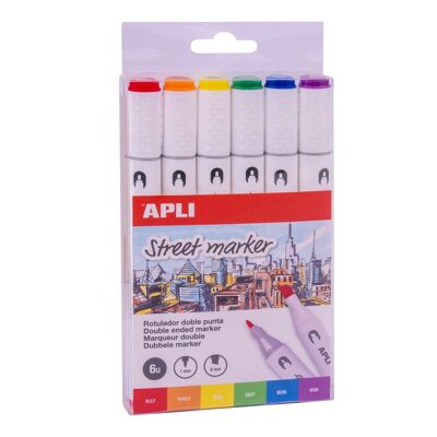 APLI | Marcador doble punta Street Marker colores surtidos 6 u.