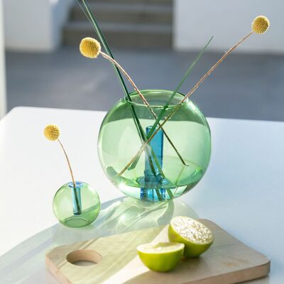 Jarrón Mini Bubble Glass - Verde y Azul