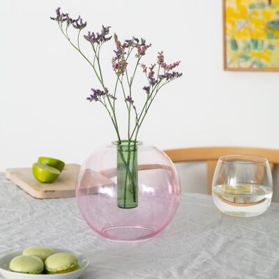 Medium Bubble Glass Vase - Pink and Green