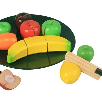 Fruit in wood on the plate, with velcro