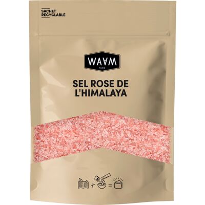 WAAM Cosmetics – Sal rosa del Himalaya – 100% pura y natural – Sal exfoliante y desintoxicante – Para baños y exfoliaciones corporales – 500g