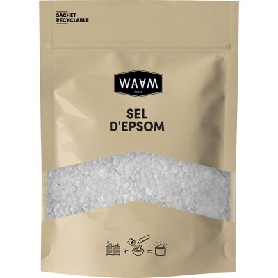 WAAM Cosmetics – Sal de Epsom – 100% pura y natural – Sal purificante y relajante – Sal de baño – 500g