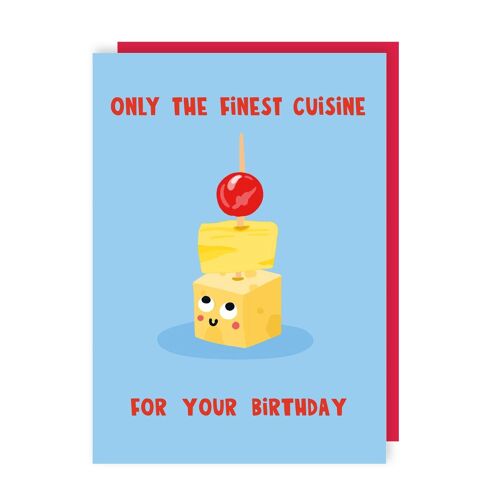 Cheese and Pineapple Sticks Birthday Card - Party Food - Nostalgia Pack of 6