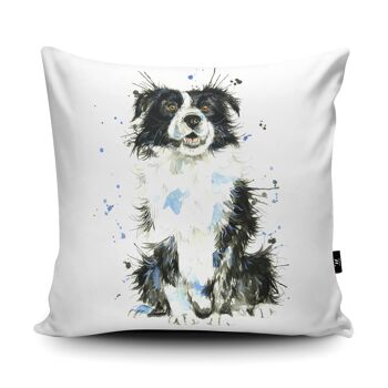 Coussin en daim végétalien Splatter Border Collie