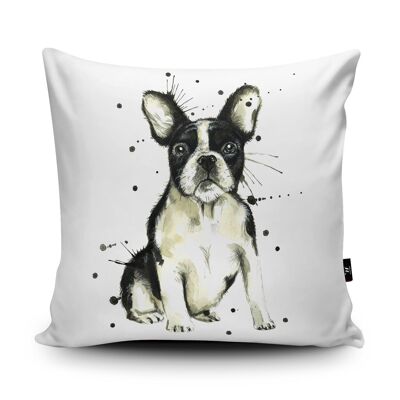 Cuscino splatter in pelle scamosciata vegana Bulldog francese