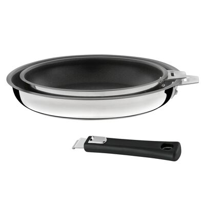 Malice - Série de 2 poêles 20/24cm inox revêtu avec poignée noire - Cuisinox