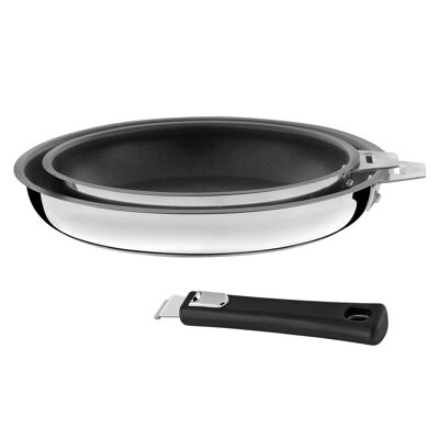 Malice - Set of 2 20/24cm coated stainless steel frying pans with black handle - Cuisinox
